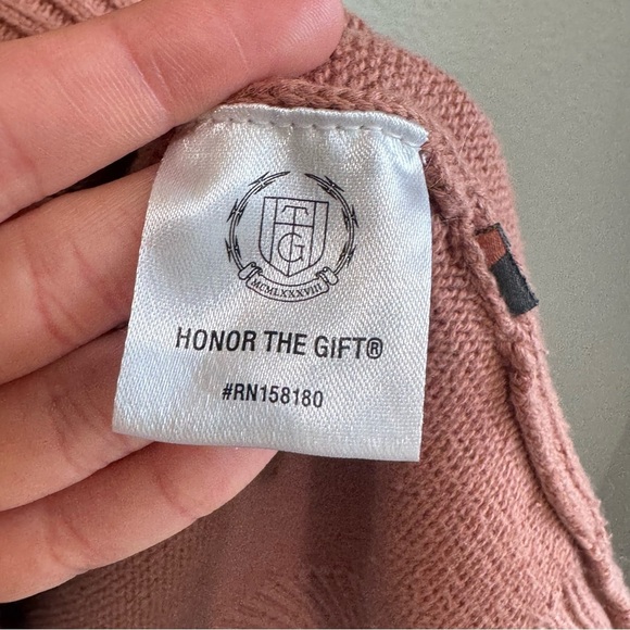Honor the Gift Mens Large HTG Pack Sweater Graphic Knit Jacquard Artwork Peach - Picture 4 of 8
